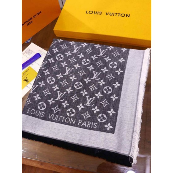 Replica Louis Vuitton Denim Monogram Shawl 140 M71378 Black