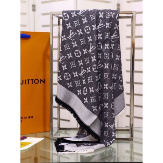 Replica Louis Vuitton Denim Monogram Shawl 140 M71378 Black