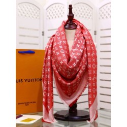 Replica Louis Vuitton Denim Monogram Shawl 140 Red