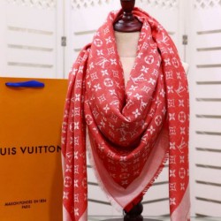 Replica Louis Vuitton Denim Monogram Shawl 140 Red