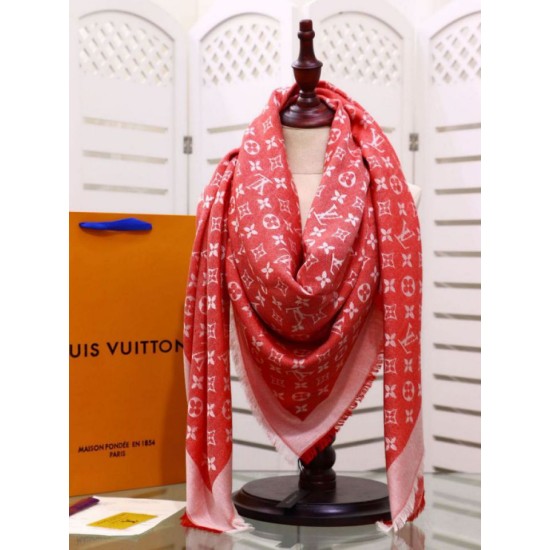 Replica Louis Vuitton Denim Monogram Shawl 140 Red