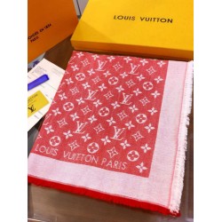 Replica Louis Vuitton Denim Monogram Shawl 140 Red