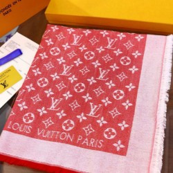 Replica Louis Vuitton Denim Monogram Shawl 140 Red