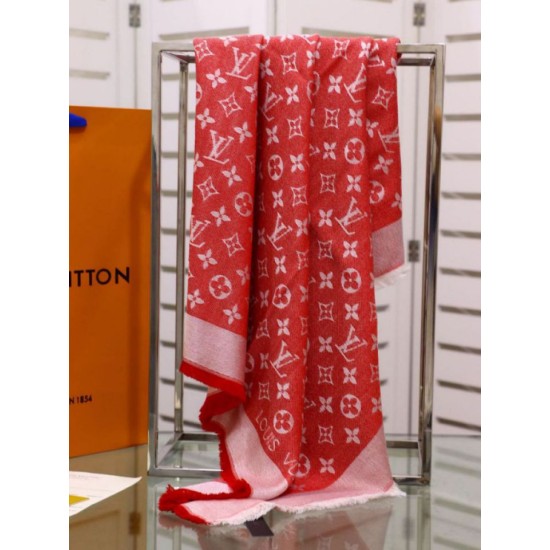 Replica Louis Vuitton Denim Monogram Shawl 140 Red