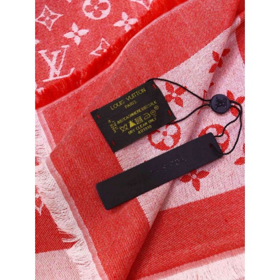 Replica Louis Vuitton Denim Monogram Shawl 140 Red