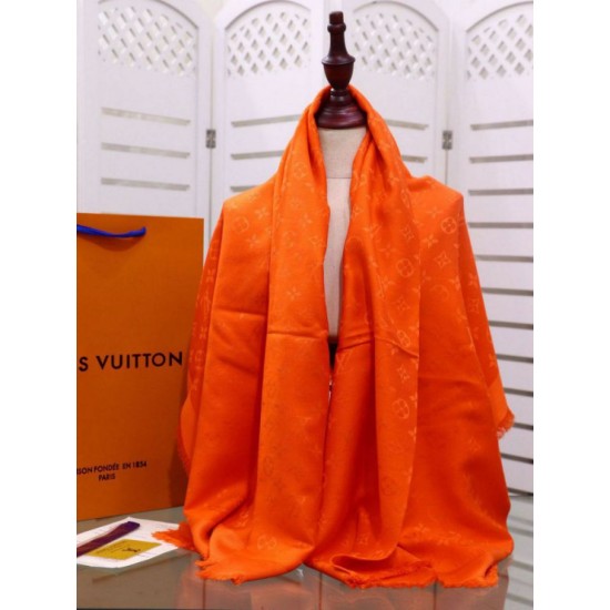 Fake Louis Vuitton Denim Monogram Shawl 140 Orange Replica