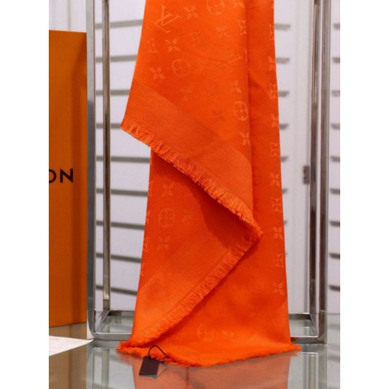 Fake Louis Vuitton Denim Monogram Shawl 140 Orange Replica