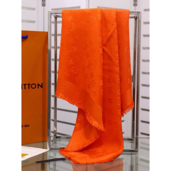 Fake Louis Vuitton Denim Monogram Shawl 140 Orange Replica