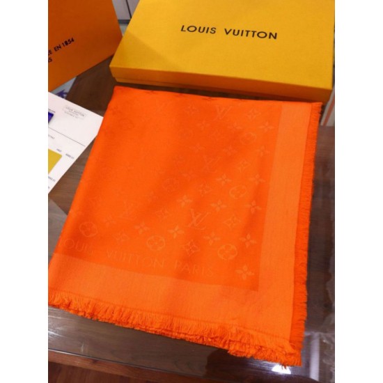 Fake Louis Vuitton Denim Monogram Shawl 140 Orange Replica