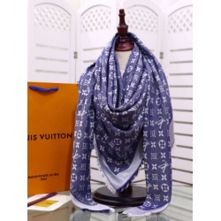Fake Louis Vuitton Denim Monogram Shawl 140 M71382 Light Blue Replica