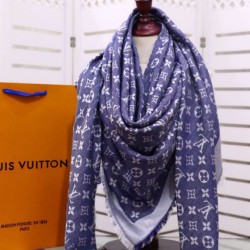 Fake Louis Vuitton Denim Monogram Shawl 140 M71382 Light Blue Replica