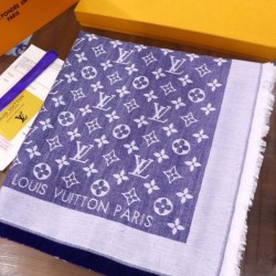 Fake Louis Vuitton Denim Monogram Shawl 140 M71382 Light Blue Replica