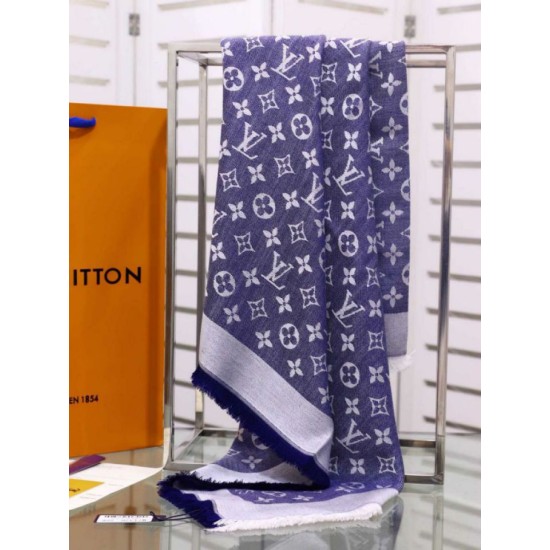 Fake Louis Vuitton Denim Monogram Shawl 140 M71382 Light Blue Replica