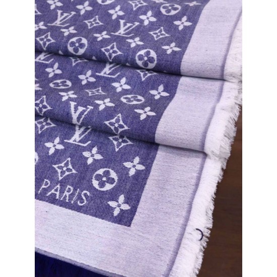 Fake Louis Vuitton Denim Monogram Shawl 140 M71382 Light Blue Replica