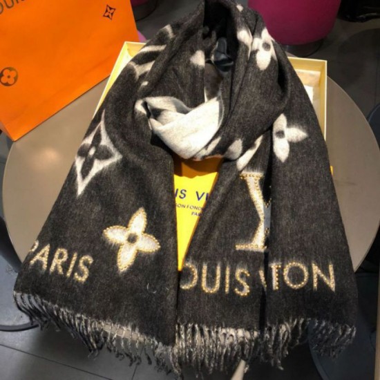 Replica Louis Vuitton Studdy Reykjavik Scarf M71588 Black