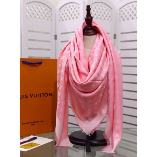 Replica Louis Vuitton Denim Monogram Shawl 140 M72046 Pink