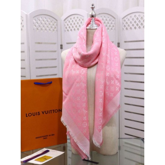 Replica Louis Vuitton Denim Monogram Shawl 140 M72046 Pink
