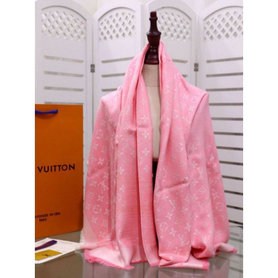 Replica Louis Vuitton Denim Monogram Shawl 140 M72046 Pink