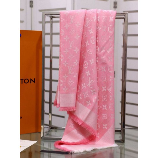 Replica Louis Vuitton Denim Monogram Shawl 140 M72046 Pink