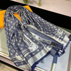 Replica Louis Vuitton Studdy Denim Monogram Shawl 140 M73698