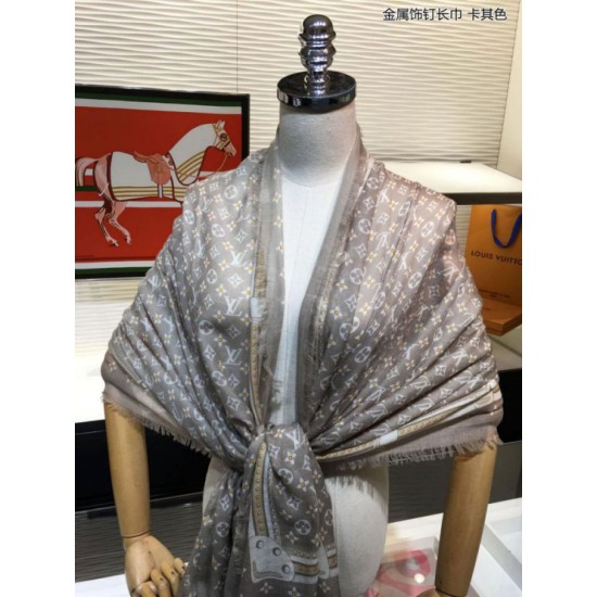 Fake Louis Vuitton Studdy Denim Monogram Shawl Khaki Replica