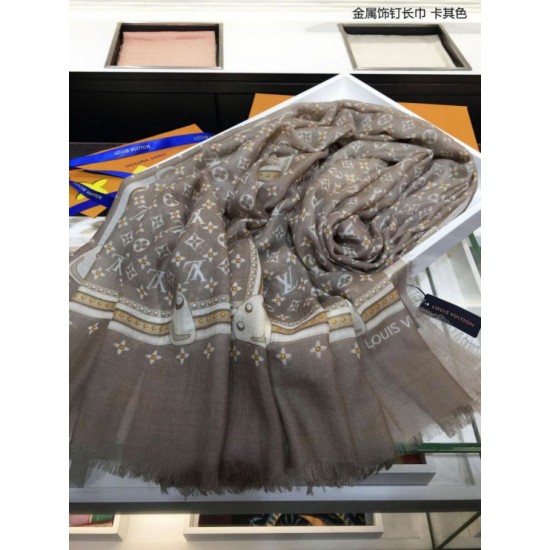 Fake Louis Vuitton Studdy Denim Monogram Shawl Khaki Replica