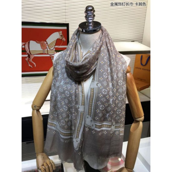 Fake Louis Vuitton Studdy Denim Monogram Shawl Khaki Replica