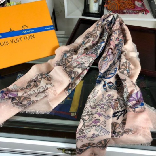 Replica Louis Vuitton Sea Of Love Square Cashmere Schawl M73823 White