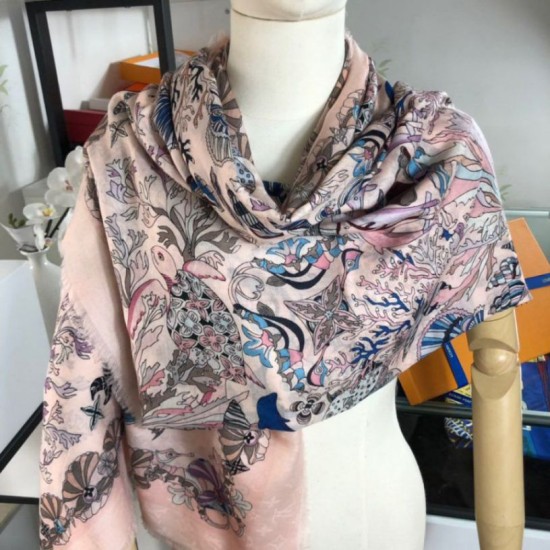 Replica Louis Vuitton Sea Of Love Square Cashmere Schawl M73823 White