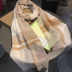 Replica Burberry Check Cashmere Silk Shawl 80 x 200 Brown