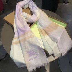 Replica Burberry Check Cashmere Silk Shawl 80 x 200 White