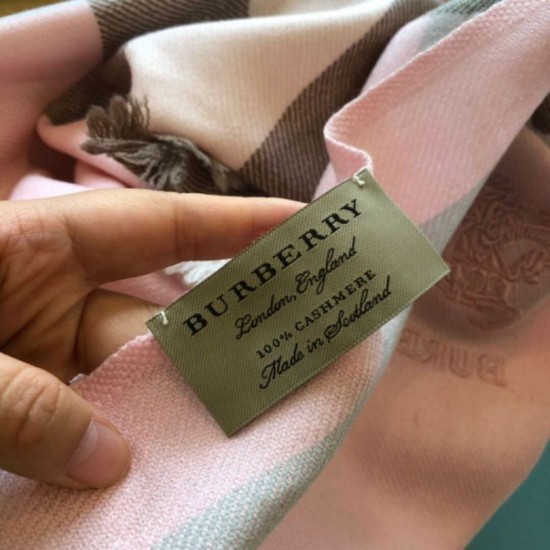 Replica Burberry Classic Check Cashmere Shawl 70 x 200 Pink