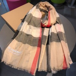 Fake Burberry Classic Check Cashmere Shawl 75 x 205 Apricot Replica
