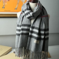 Fake Burberry Classic Check Cashmere Shawl 70 x 200 Gray Replica