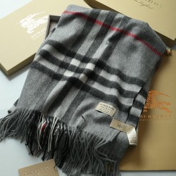 Fake Burberry Classic Check Cashmere Shawl 70 x 200 Gray Replica