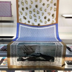 Fake Burberry Oyster Print Cashmere Shawl 110 x 200 Blue Replica