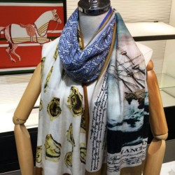 Fake Burberry Oyster Print Cashmere Shawl 110 x 200 Blue Replica