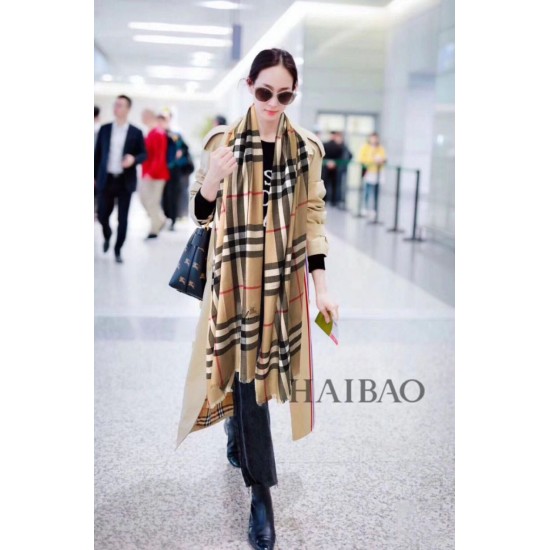 Replica Burberry Classic Check Cashmere Shawl 70 x 220 Brown