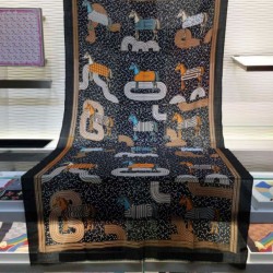 Replica Hermes Pop horse Cashmere Shawl 110 x 200 Black