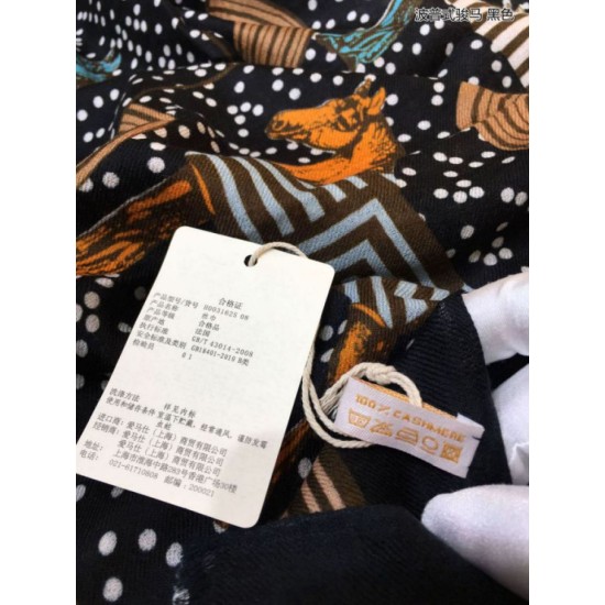 Replica Hermes Pop horse Cashmere Shawl 110 x 200 Black