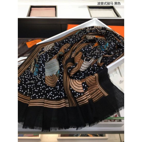 Replica Hermes Pop horse Cashmere Shawl 110 x 200 Black