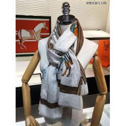 Replica Hermes Pop horse Cashmere Shawl 110 x 200 White
