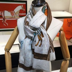 Replica Hermes Pop horse Cashmere Shawl 110 x 200 White