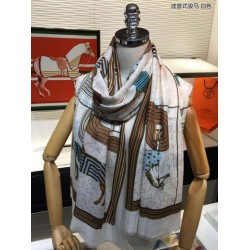 Replica Hermes Pop horse Cashmere Shawl 110 x 200 White