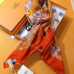 Replica Hermes Landscape Cashmere Silk Shawl 140 Orange