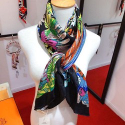 Replica Hermes Landscape Cashmere Silk Shawl 140 Black