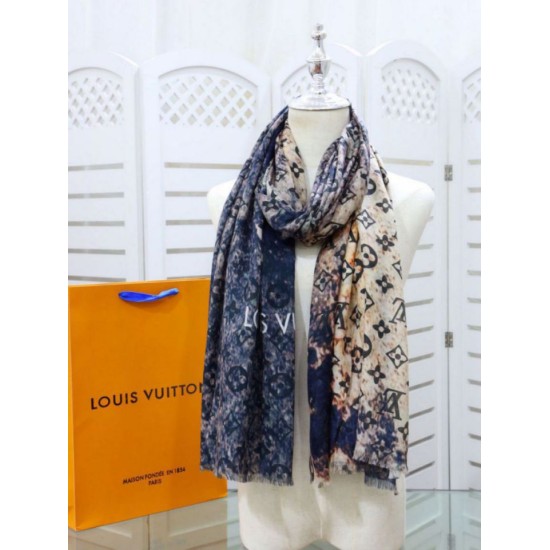 Replica Louis Vuitton Giant Pop Monogram Cashmere Scarf Blue