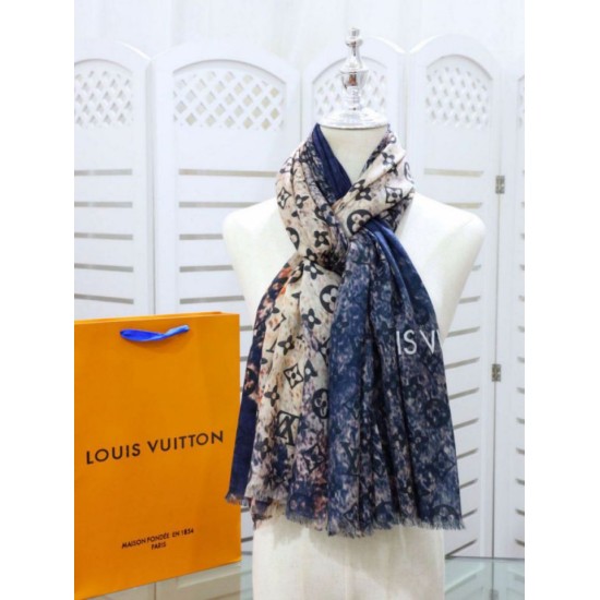 Replica Louis Vuitton Giant Pop Monogram Cashmere Scarf Blue