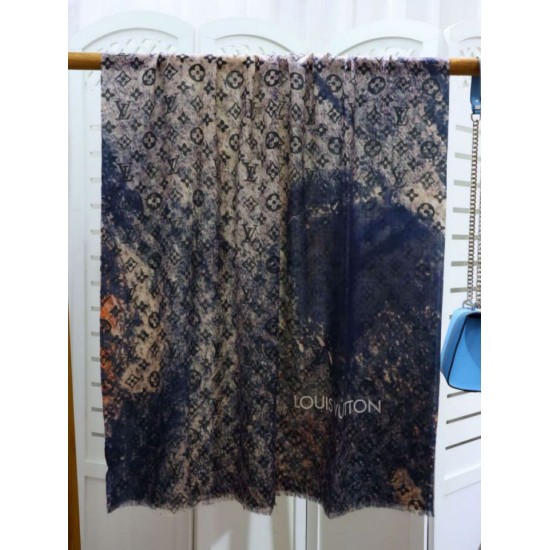 Replica Louis Vuitton Giant Pop Monogram Cashmere Scarf Blue