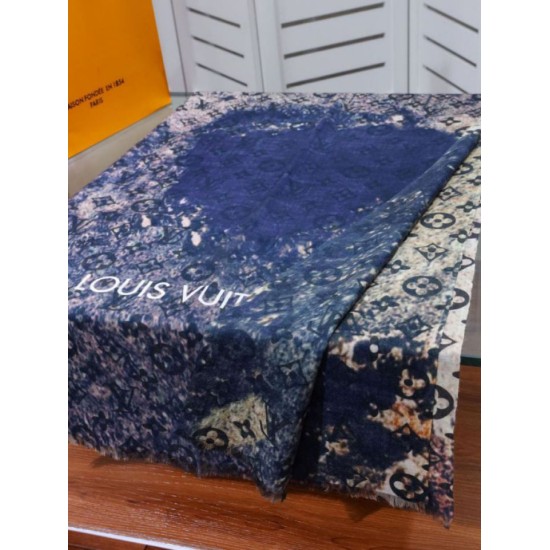 Replica Louis Vuitton Giant Pop Monogram Cashmere Scarf Blue